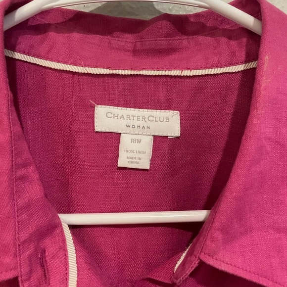 Fushia Pink Charter Club Button Up Shirt - Picture 3 of 4